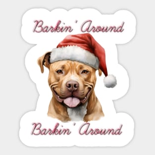 Christmas Pitbull Dog in Santa Hat Sticker